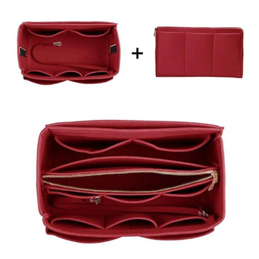 Insert/Organizer- Medium- Designer Handbags/Totes -Wine Red Style1 - Picture 3 of 10